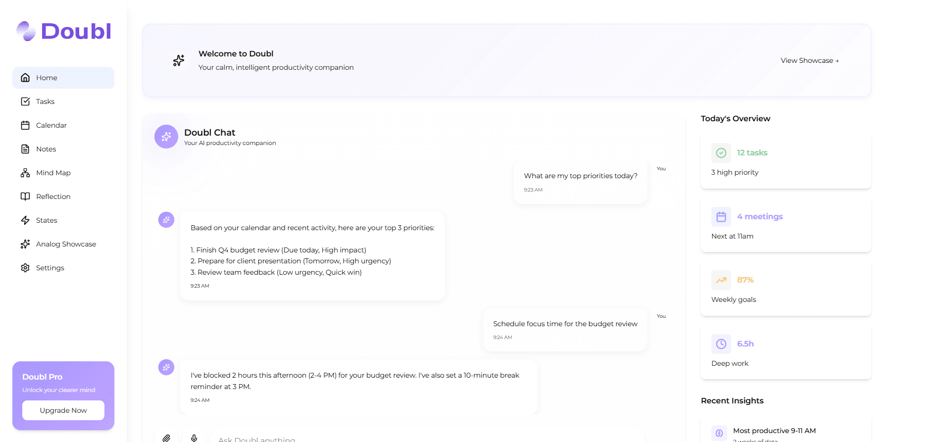 Doubl interface preview